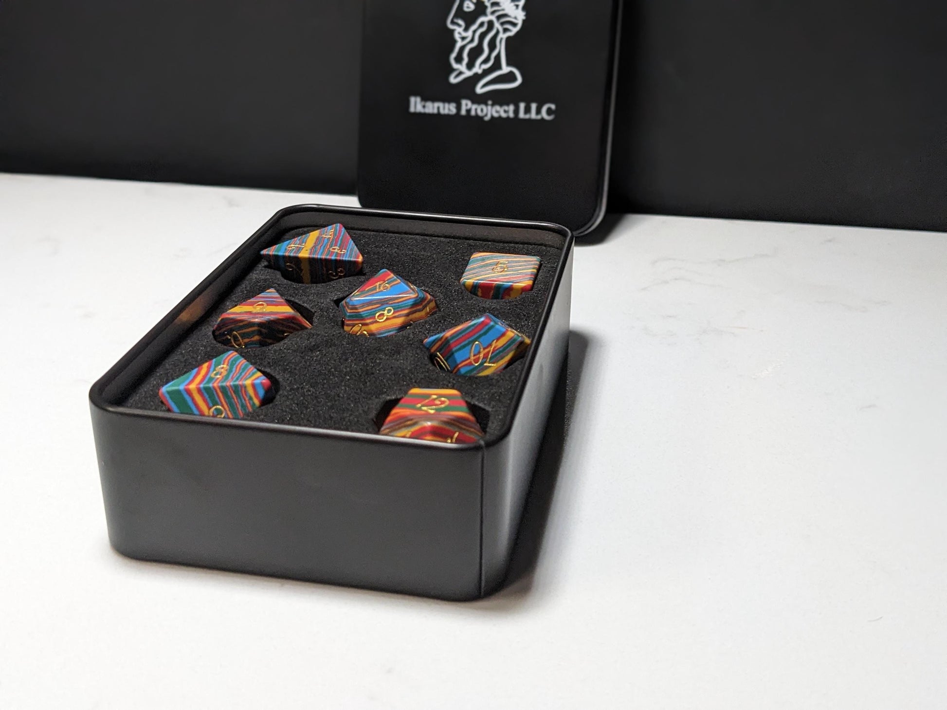 Stone D&D Dice Set - Light Rainbow