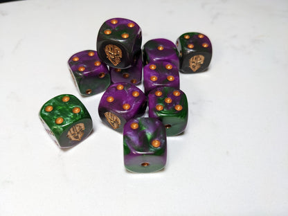 16mm Dice - Dark Jester Mask Inspired by Sci-Fi 10x