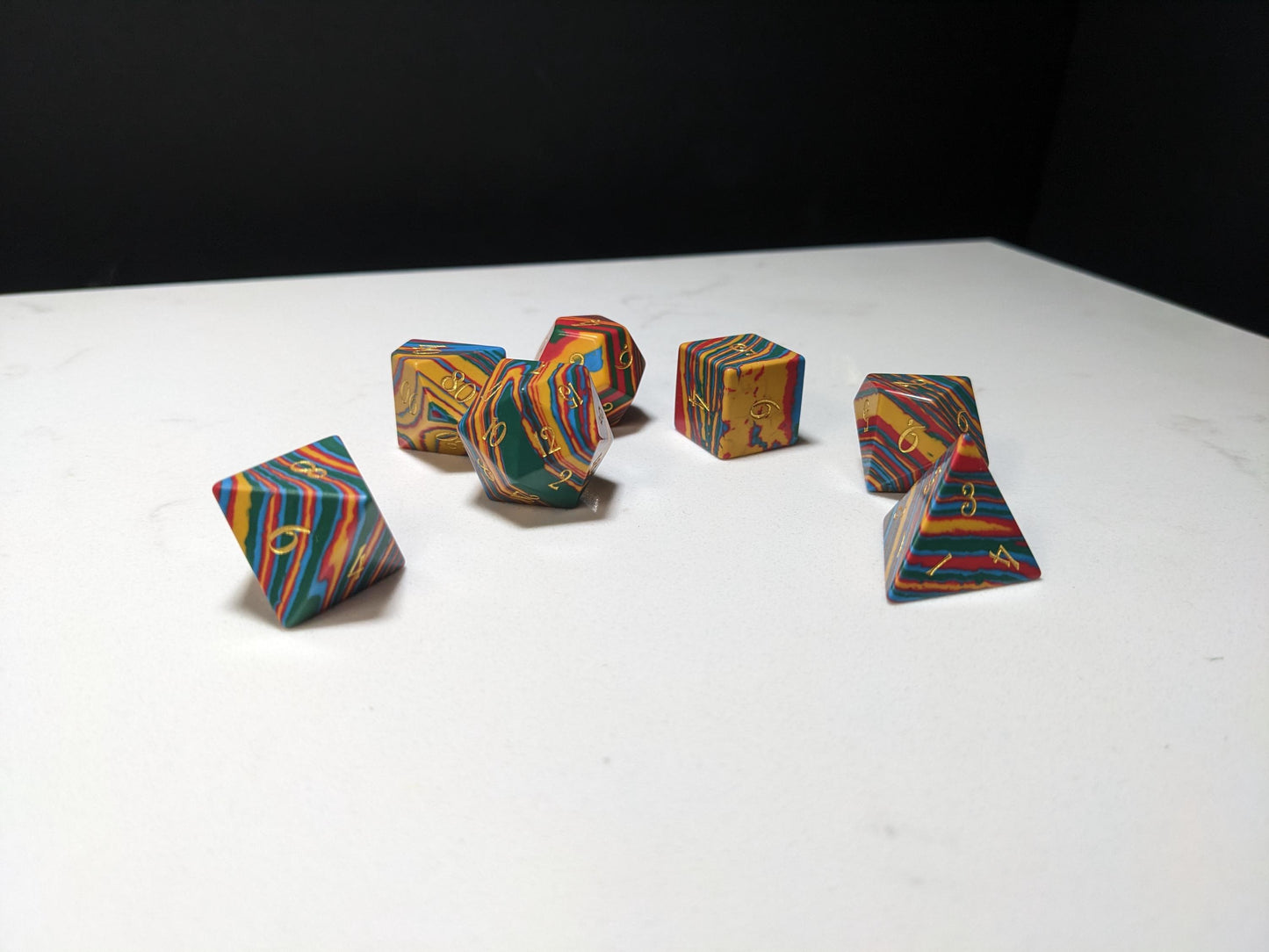 Stone D&D Dice Set - Light Rainbow