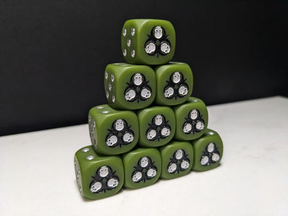16mm Dice - Radioactive Skull Inspired by Sci-Fi 10x