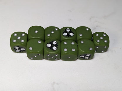 16mm Dice - Radioactive Skull Inspired by Sci-Fi 10x