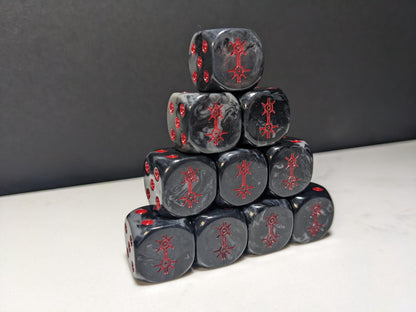16mm Dice - Dark Mystical Dynasty Inspired by Sci-Fi 10x