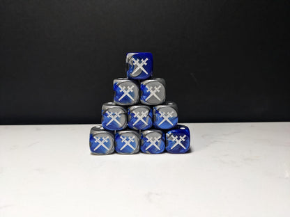 16mm Dice - Star Knight Swords Crossed Inspired by Sci-Fi 10x