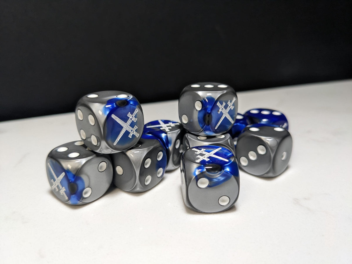 16mm Dice - Star Knight Swords Crossed Inspired by Sci-Fi 10x