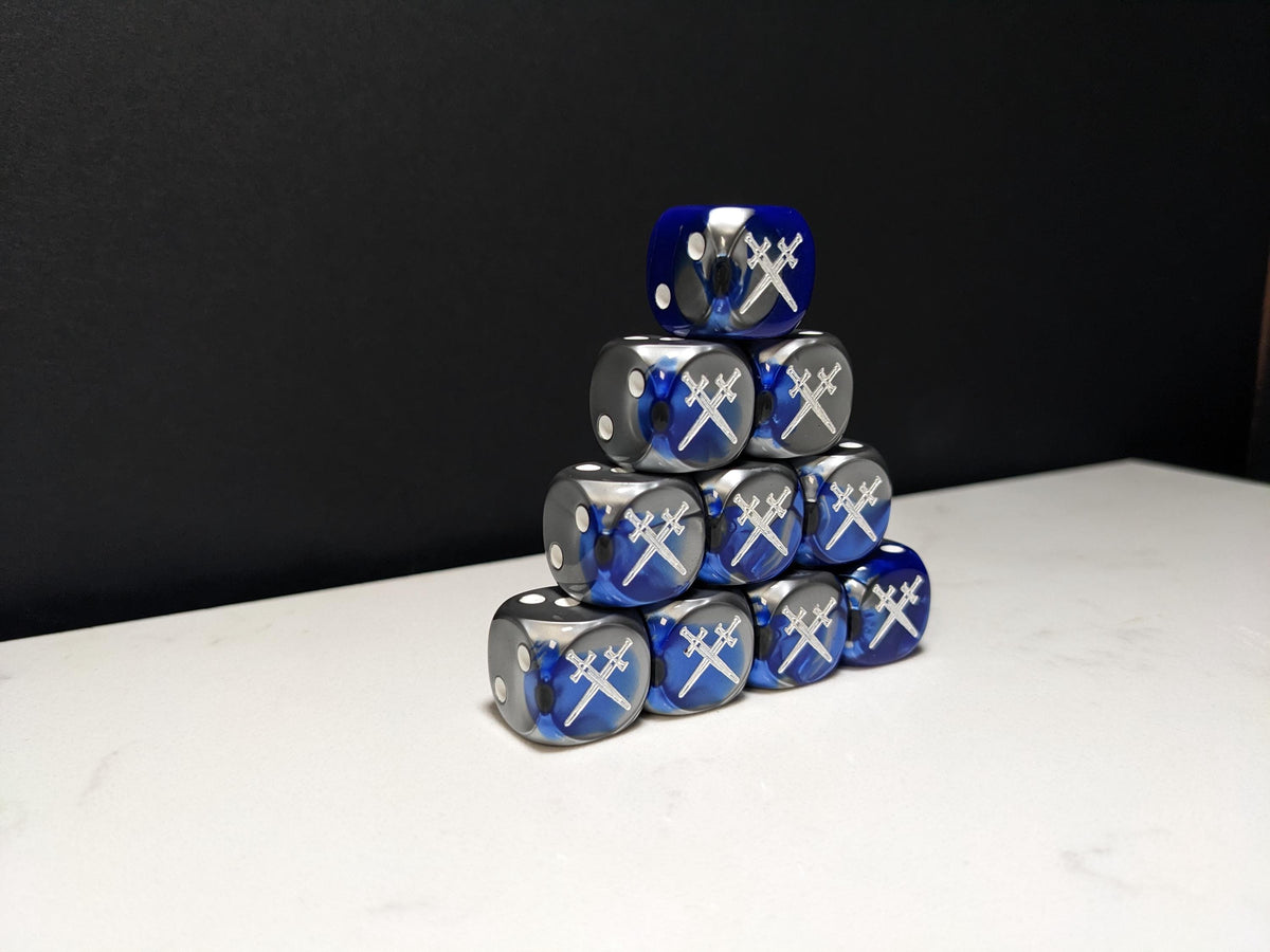 16mm Dice - Star Knight Swords Crossed Inspired by Sci-Fi 10x