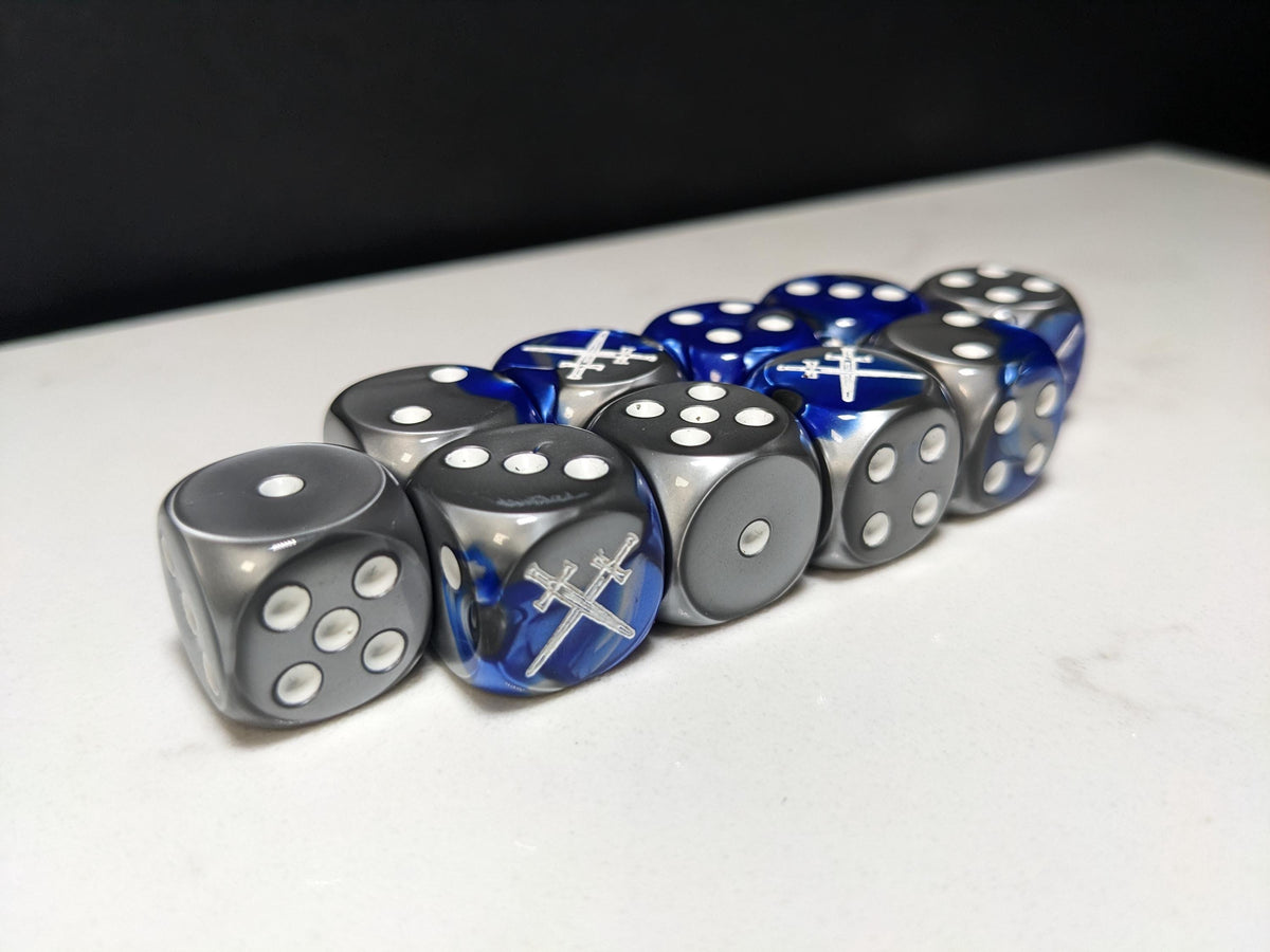 16mm Dice - Star Knight Swords Crossed Inspired by Sci-Fi 10x