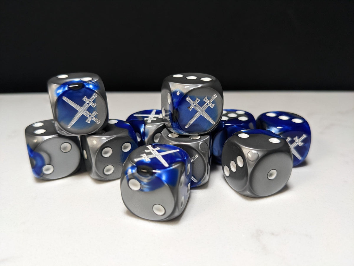 16mm Dice - Star Knight Swords Crossed Inspired by Sci-Fi 10x