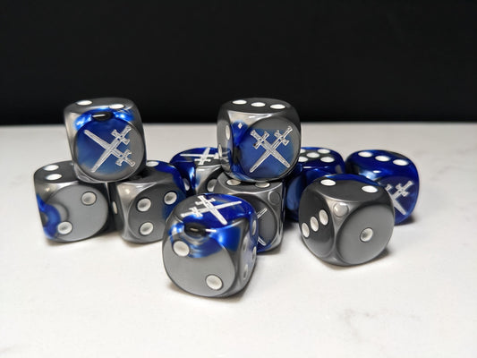 16mm Dice - Star Knight Swords Crossed Inspired by Sci-Fi 10x