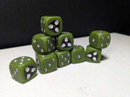 16mm Dice - Radioactive Skull Inspired by Sci-Fi 10x