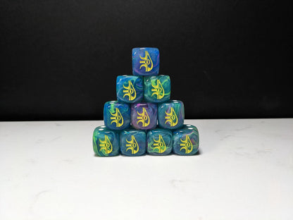 16mm Dice - Eye of the Wraith Inspired by Sci-Fi 10x