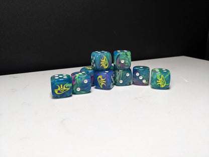 16mm Dice - Eye of the Wraith Inspired by Sci-Fi 10x