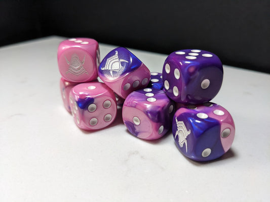 16mm Dice - Pink/Purple Alien Inspired by Sci-Fi 10x