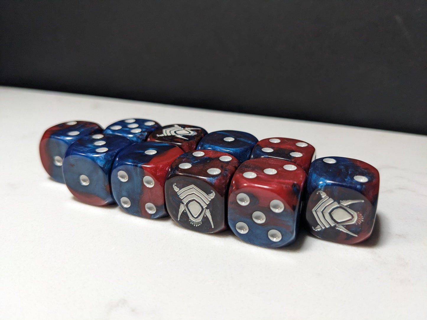 16mm Dice - Red/Blue Alien Inspired by Sci-Fi 10x