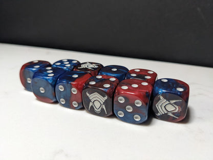 16mm Dice - Red/Blue Alien Inspired by Sci-Fi 10x