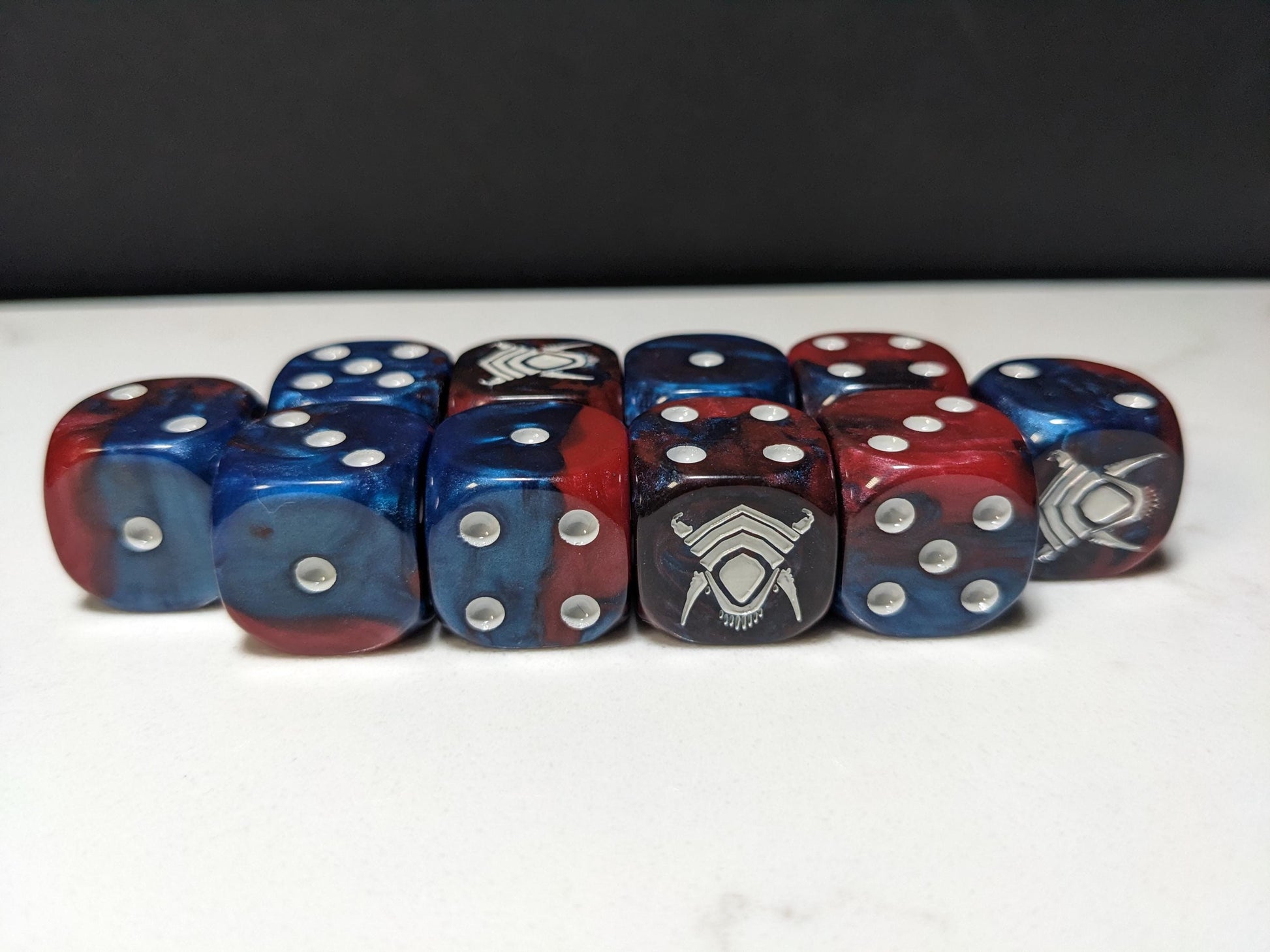 16mm Dice - Red/Blue Alien Inspired by Sci-Fi 10x