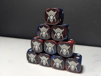 16mm Dice - Red/Blue Alien Inspired by Sci-Fi 10x