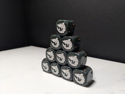 16mm Dice - Space Shark Inspired by Sci-Fi 10x