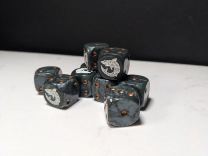 16mm Dice - Space Shark Inspired by Sci-Fi 10x