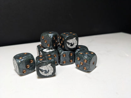 16mm Dice - Space Shark Inspired by Sci-Fi 10x