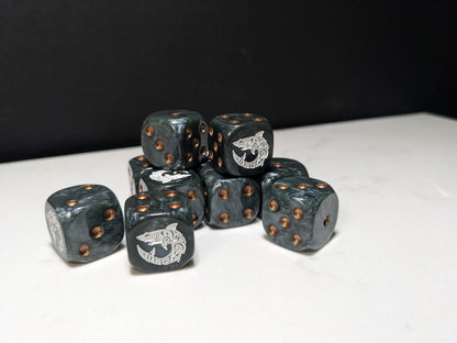 16mm Dice - Space Shark Inspired by Sci-Fi 10x