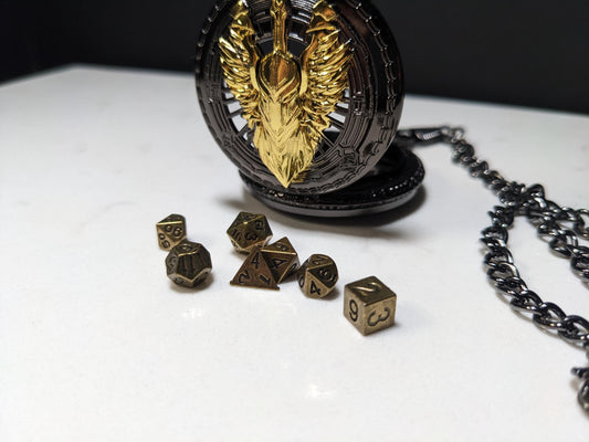 Pocket Watch Valkyrie Mini Metal D&D Dice Set