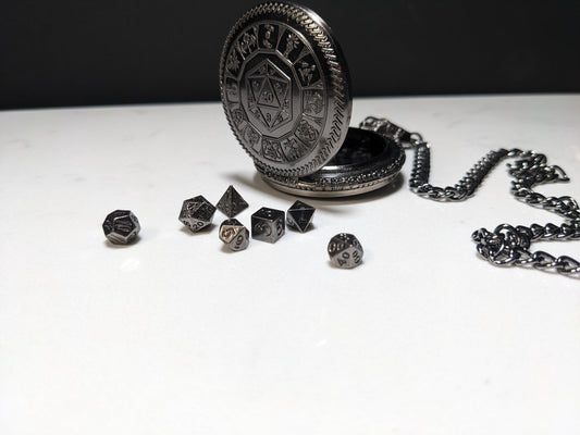 Pocket Watch D20 Mini Metal D&D Dice Set
