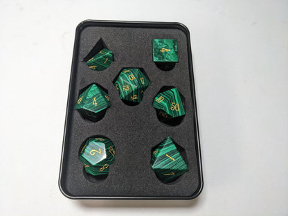 Stone D&D Dice Set - Dark Green Striped