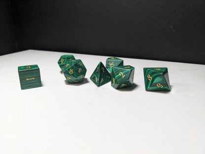 Stone D&D Dice Set - Dark Green Striped