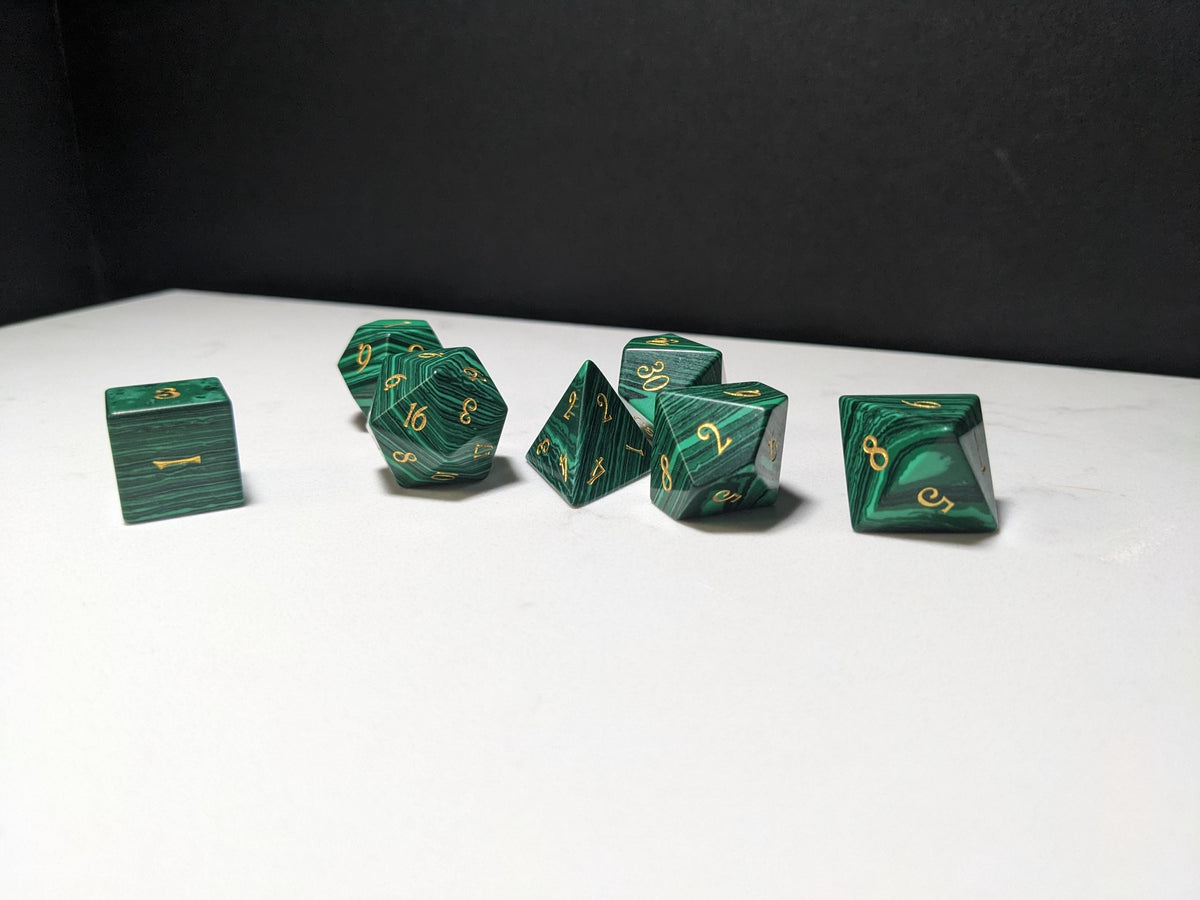 Stone D&D Dice Set - Dark Green Striped