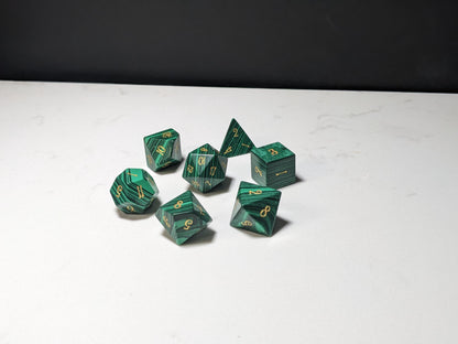 Stone D&D Dice Set - Dark Green Striped