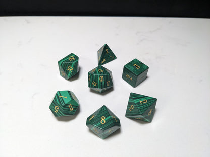 Stone D&D Dice Set - Dark Green Striped