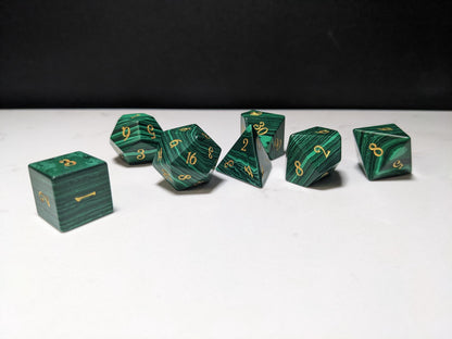 Stone D&D Dice Set - Dark Green Striped