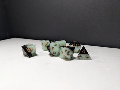 Sharp Edge D&D Dice Set - Black and Pearl