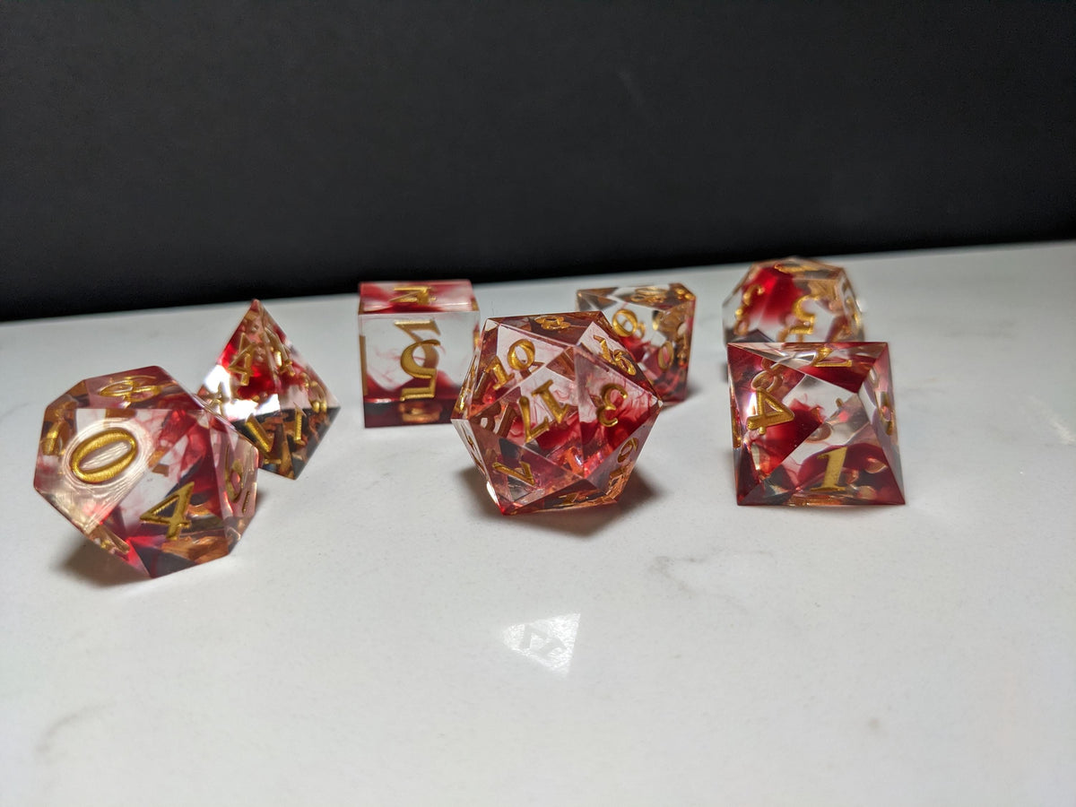 Sharp Edge D&D Dice Set - Translucent Blood Drop