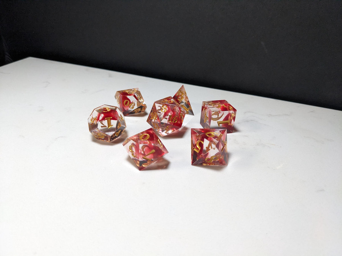 Sharp Edge D&D Dice Set - Translucent Blood Drop