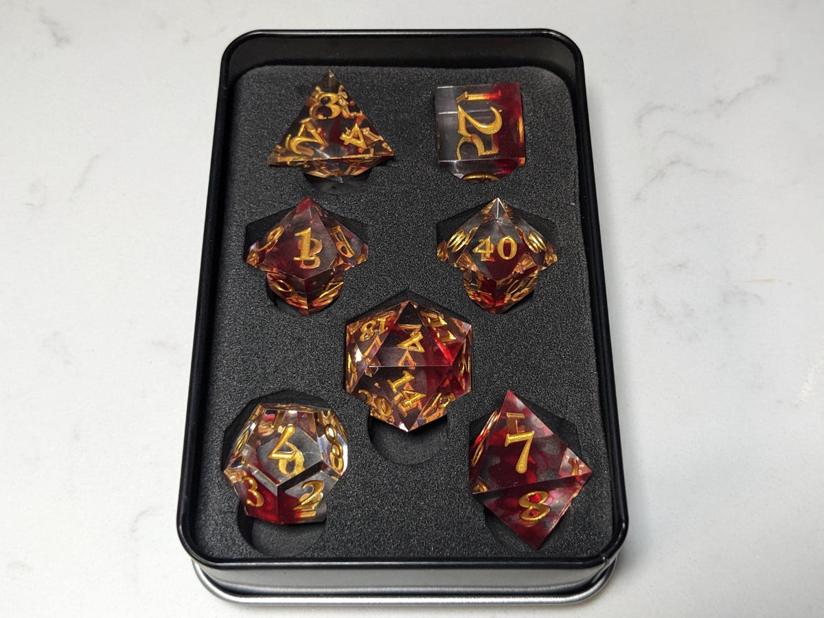 Sharp Edge D&D Dice Set - Translucent Blood Drop