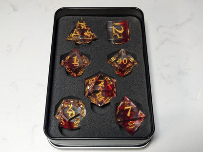 Sharp Edge D&D Dice Set - Translucent Blood Drop