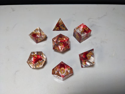 Sharp Edge D&D Dice Set - Translucent Blood Drop