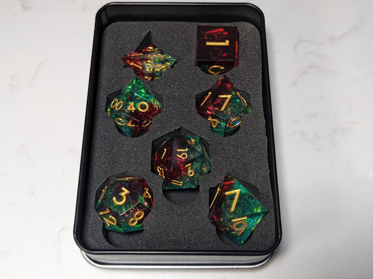 Sharp Edge D&D Dice Set - Translucent Red Blue