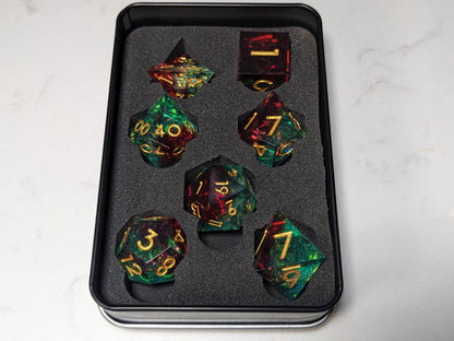 Sharp Edge D&D Dice Set - Translucent Red Blue