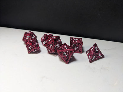 Metal D&D Dice Set - Red Hollow Dragon