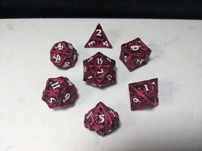 Metal D&D Dice Set - Red Hollow Dragon