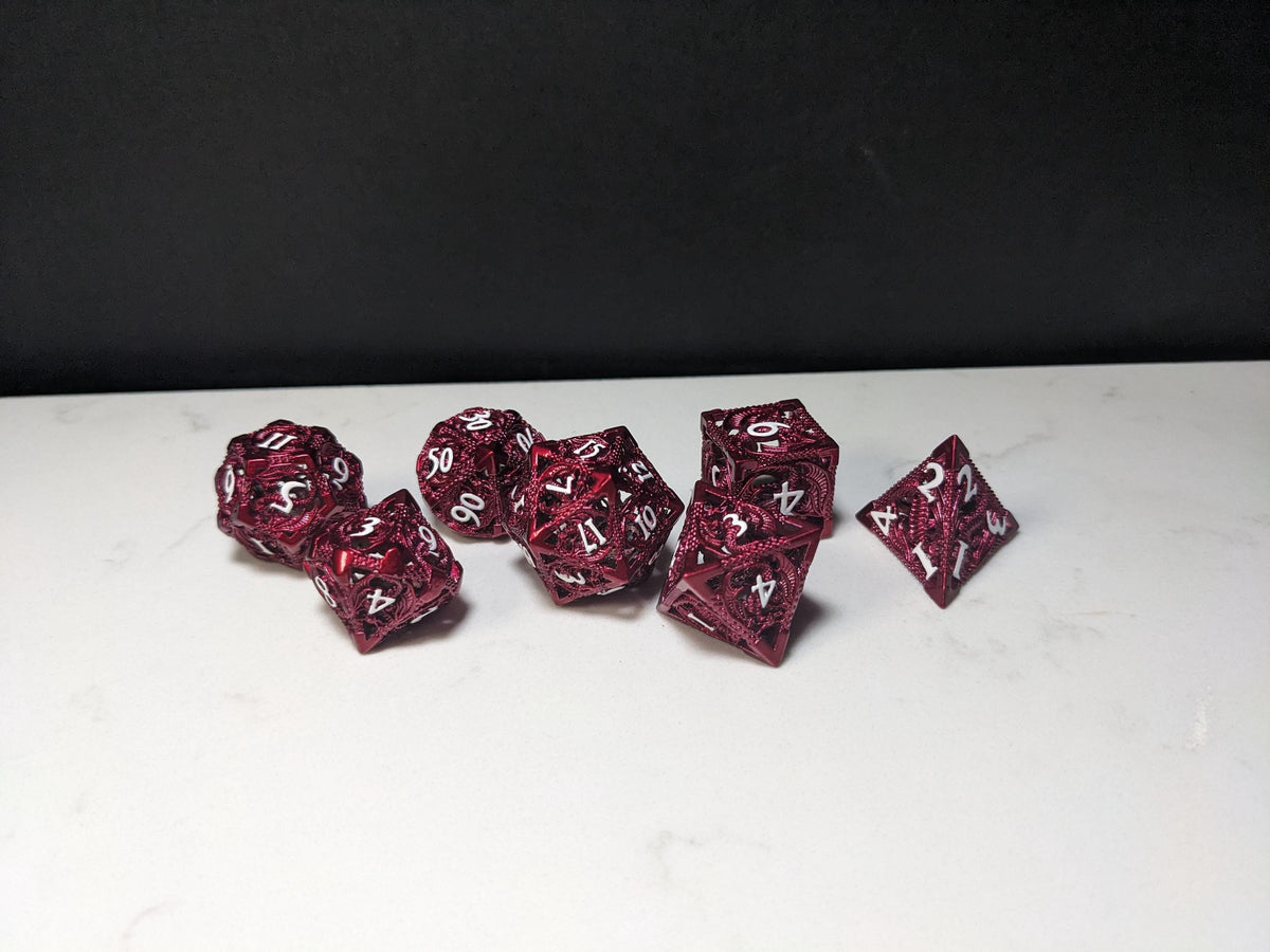 Metal D&D Dice Set - Red Hollow Dragon