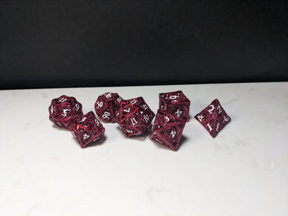Metal D&D Dice Set - Red Hollow Dragon
