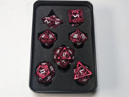 Metal D&D Dice Set - Red Hollow Dragon