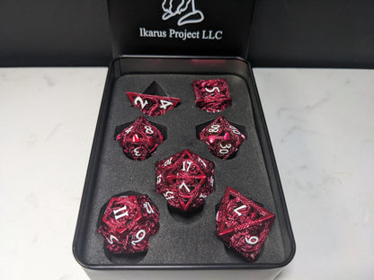 Metal D&D Dice Set - Red Hollow Dragon