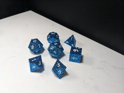 Metal D&D Dice Set - Blue Hollow Maze