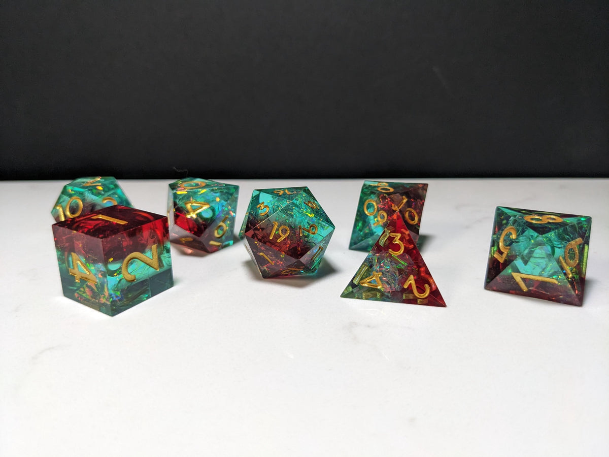 Sharp Edge D&D Dice Set - Translucent Red Blue
