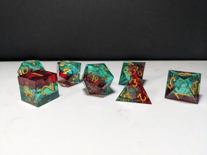 Sharp Edge D&D Dice Set - Translucent Red Blue