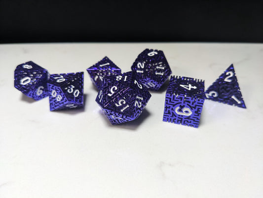Metal D&D Dice Set - Indigo Hollow Maze